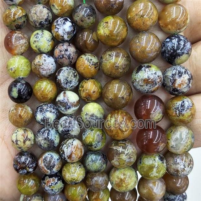 Natural Opal Beads Green Smooth Round