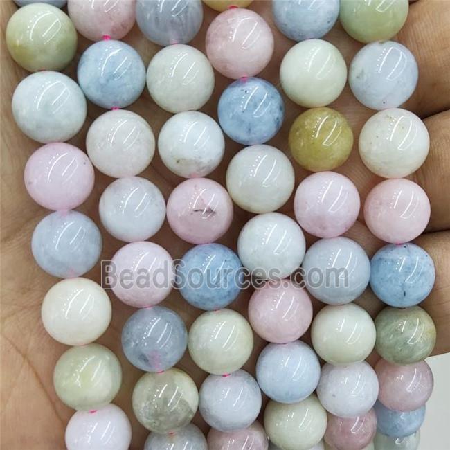 Morganite Beads Multicolor Smooth Round