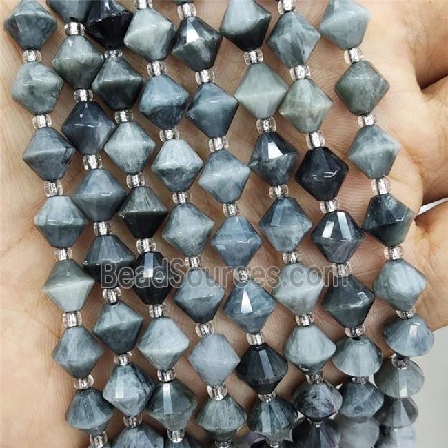 Natural Hawkeye Stone Beads Bicone