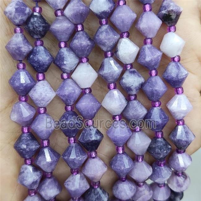 Lepidolite Bicone Beads Purple