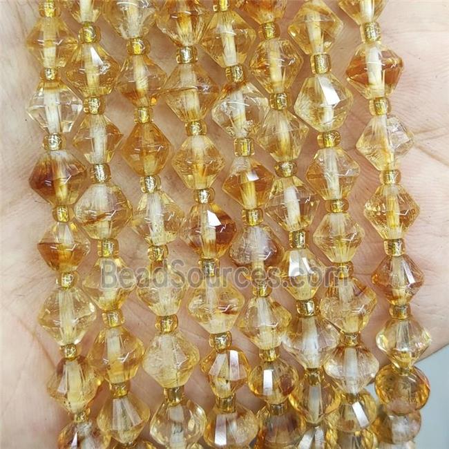 Natural Citrine Bicone Beads Yellow