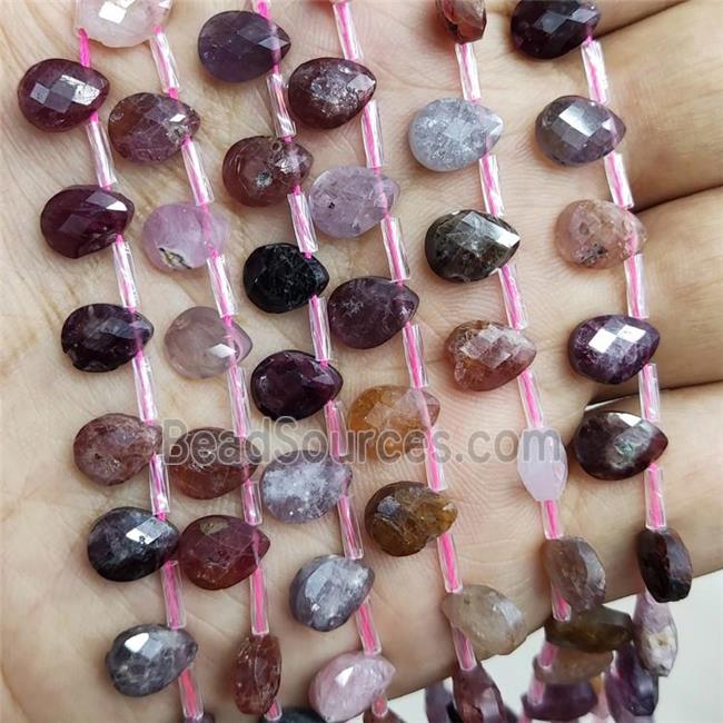 Natural Spinel Beads Multicolor Faceted Teardrop Topdrilled