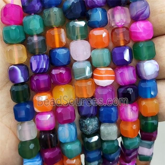 Natural Agate Cube Beads Faceted Mix Color Dye