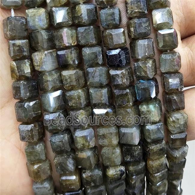 Natural Labradorite Beads Faceted Cube