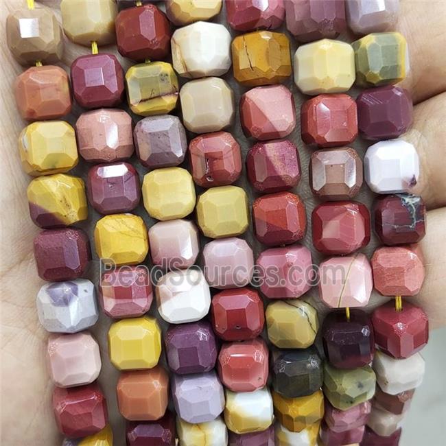 Natural Mookaite Beads Multicolor Faceted Cube