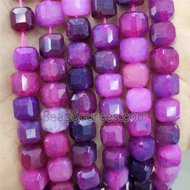 Fuchsia Jade Beads Dye Faceted Cube