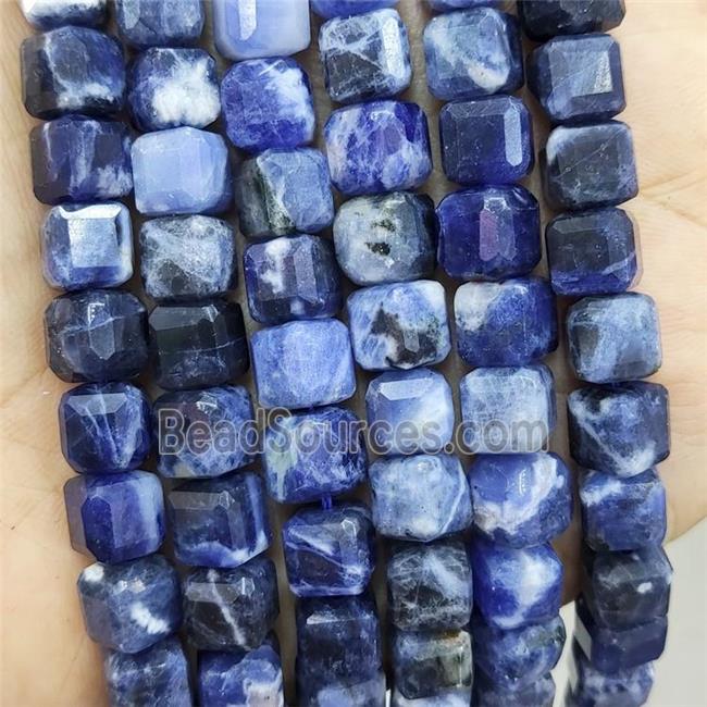 Natural Blue Sodalite Beads Faceted Cube