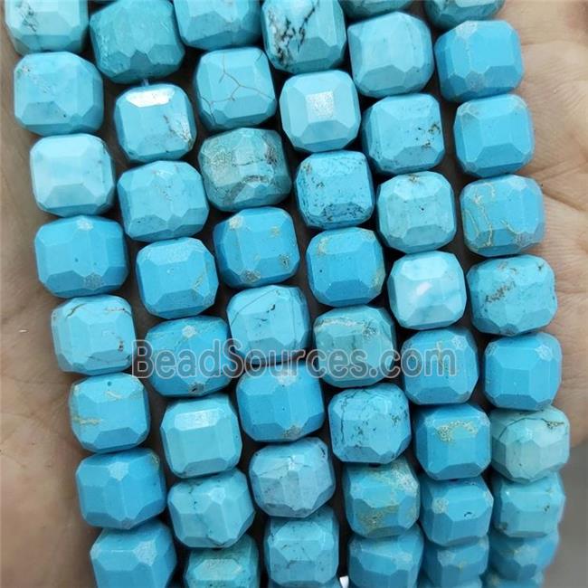 Blue Magnesite Turquoise Beads Faceted Cube