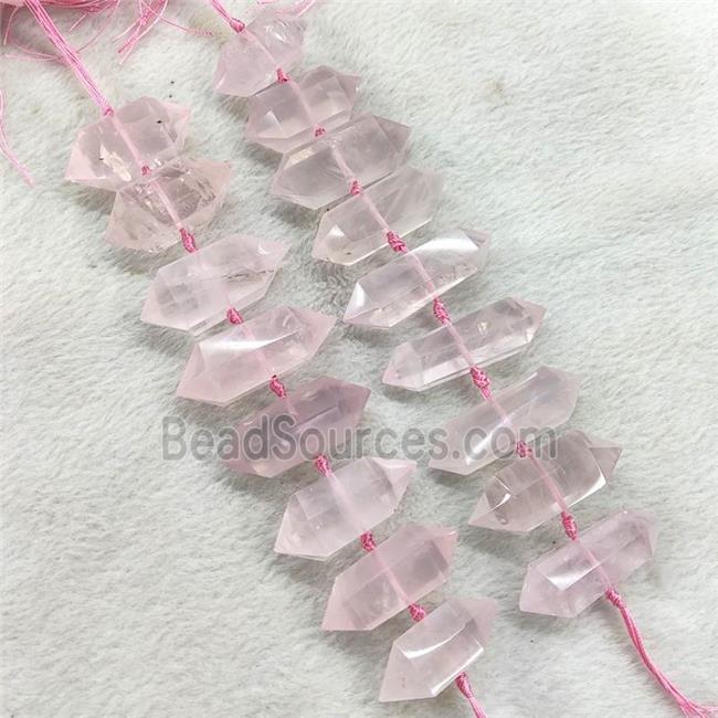 Natural Pink Rose Quartz Bullet Beads Point