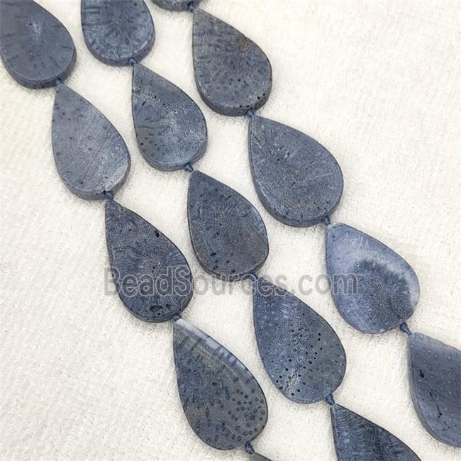 Blue Coral Fossil Teardrop Beads