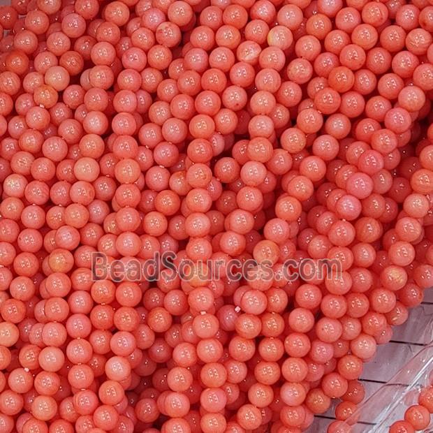 Natural Pink Coral Beads Smooth Round