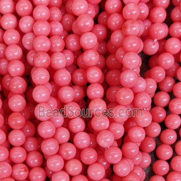 Natural Coral Beads Pink Smooth Round