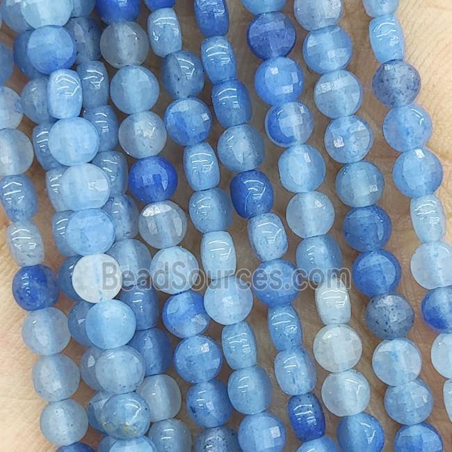 Natural Blue Aventurine Beads Faceted Button