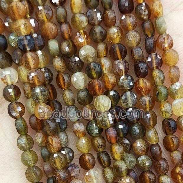 Natural Orange Tourmaline Beads Faceted Circle