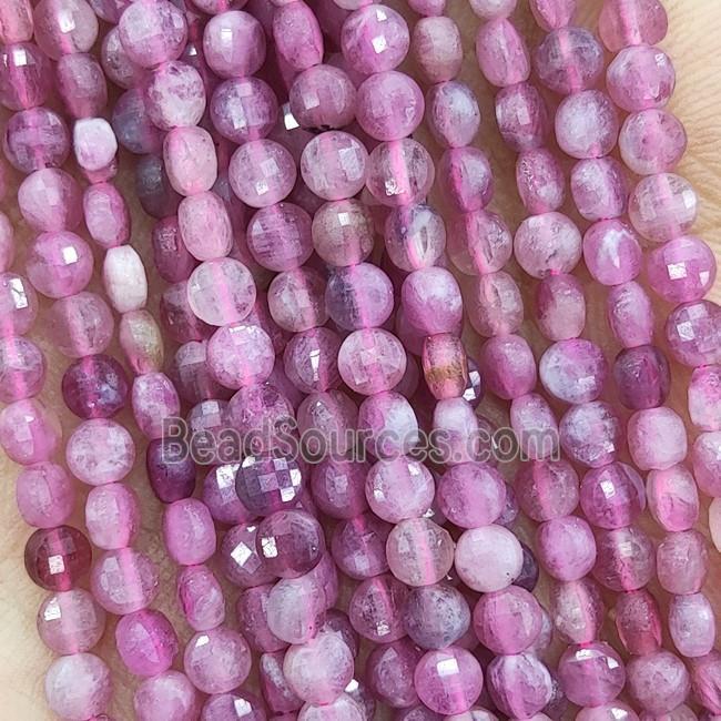 Natural Pink Tourmaline Beads Faceted Circle