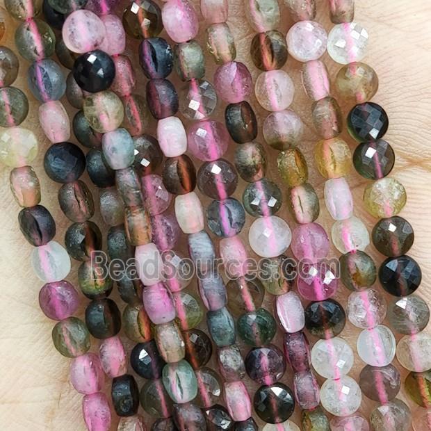 Natural Tourmaline Beads Multicolor Faceted Coin