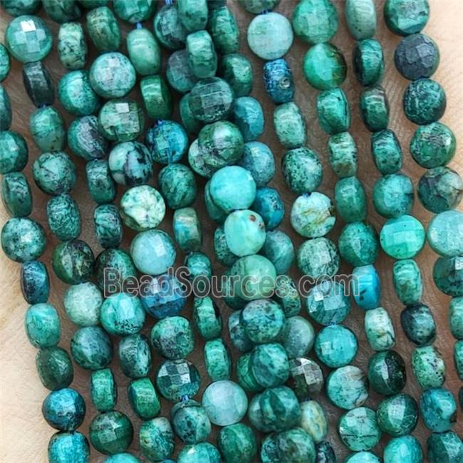 Natural Chrysocolla Beads Green Faceted Circle