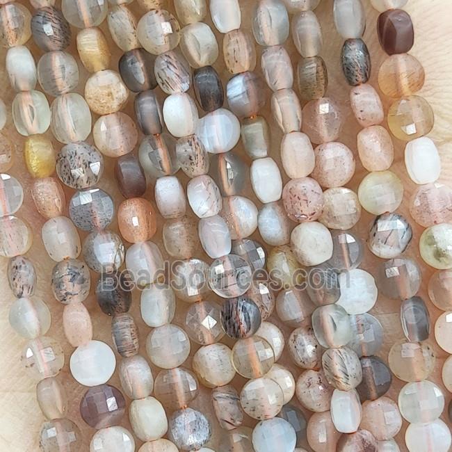 Natural Moonstone Beads Multicolor Faceted Coin