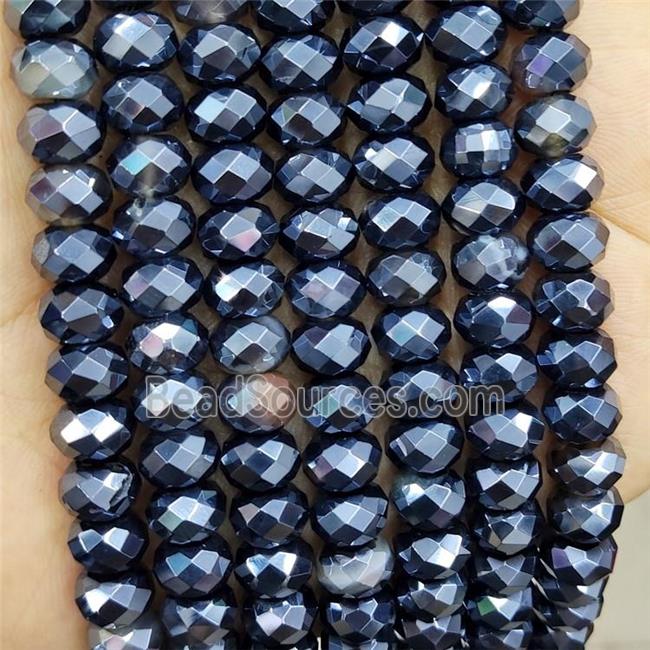 Natural Agate Beads Faceted Rondelle Electroplated