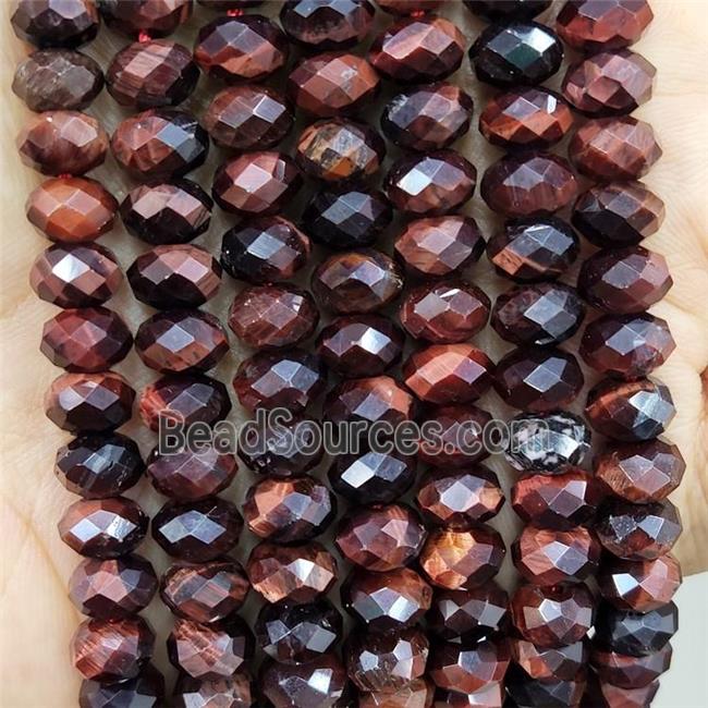 Tiger Eye StoneBeads Red Faceted Rondelle