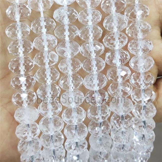 Natural Clear Crystal Quartz Beads Faceted Rondelle