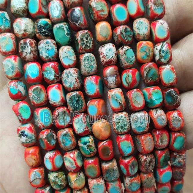 Natural Imperial Jasper Beads Red Dye Cuboid