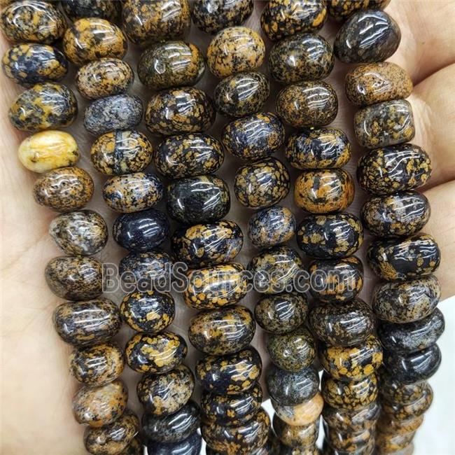 Natural Snowflake Jasper Beads Yellow Rondelle Square