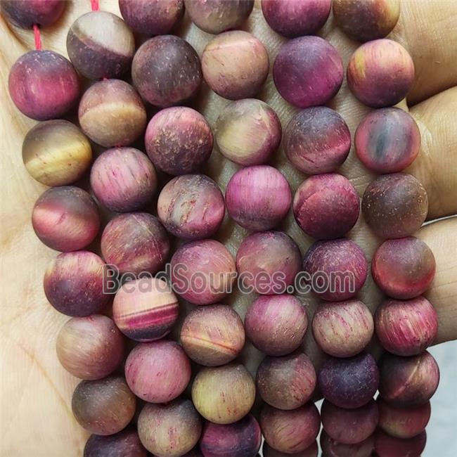 Pink Tiger Eye Stone Beads Matte Round