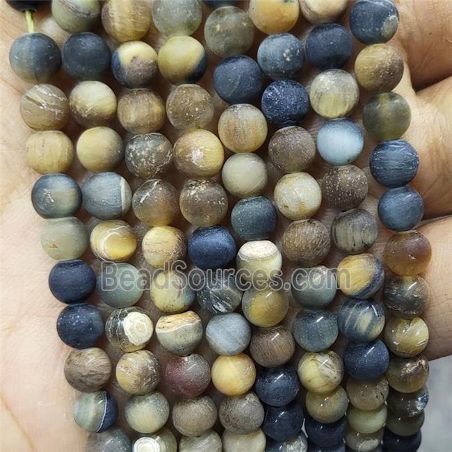 Fancy Tiger Eye Stone Beads Matte Round