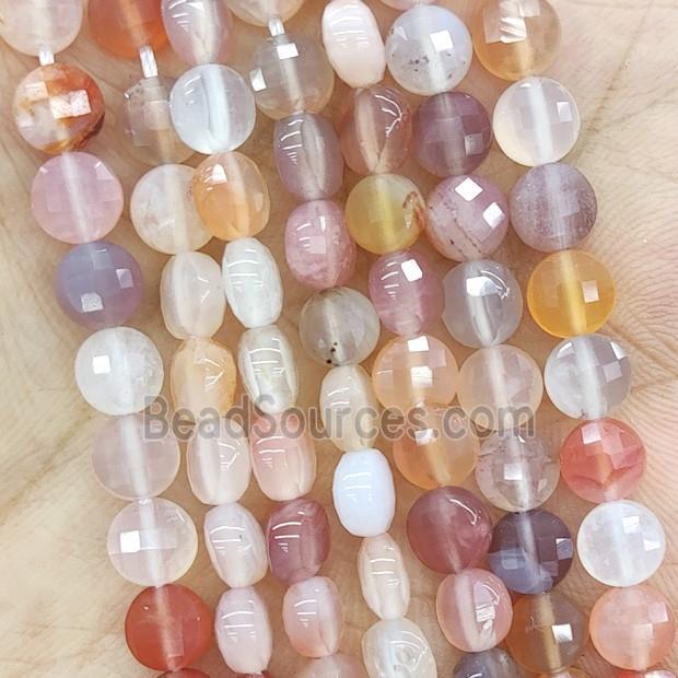 Natural Agate Beads Multicolor Faceted Circle