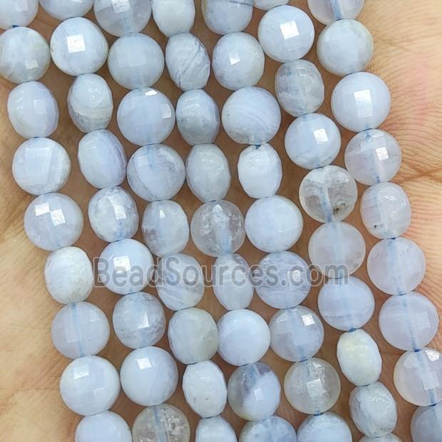 Natural Blue Lace Agate Beads Faceted Circle