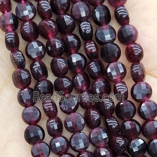 DarkRed Jade Beads Dye Faceted Circle