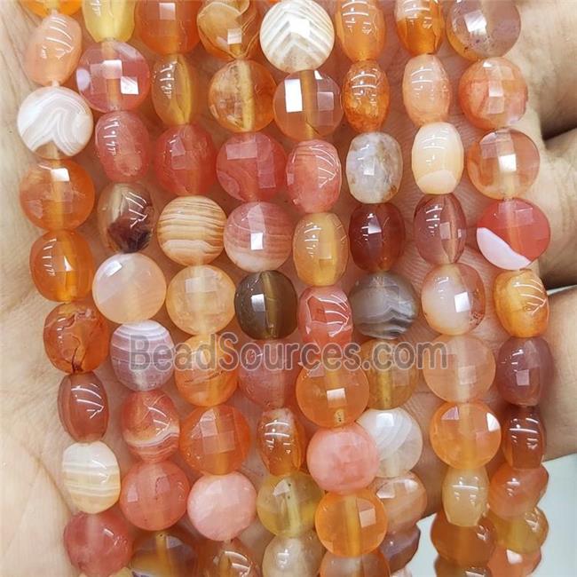 Natural Red Botswana Agate Beads Faceted Button Coin