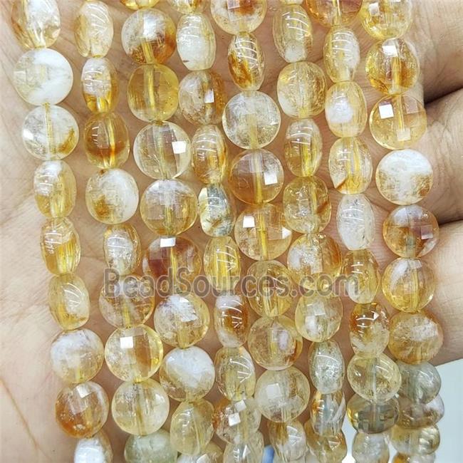 Natural Citrine Beads Yellow Faceted Circle