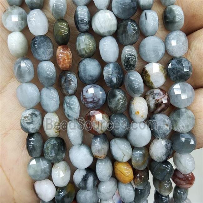 Natural Hawkeye Stone Beads Faceted Circle