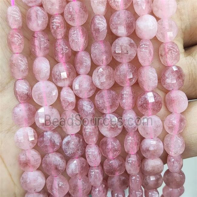 Pink Jade Beads Dye Faceted Circle