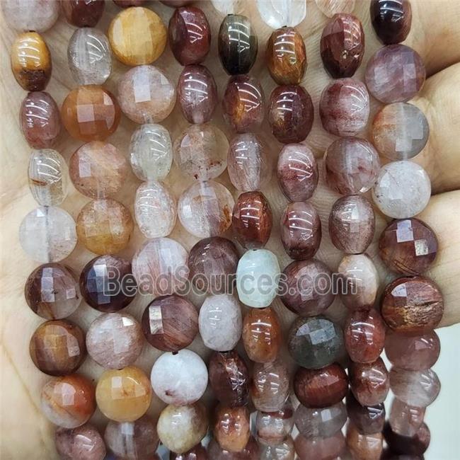 Natural Hematoid Quartz Beads Faceted Circle