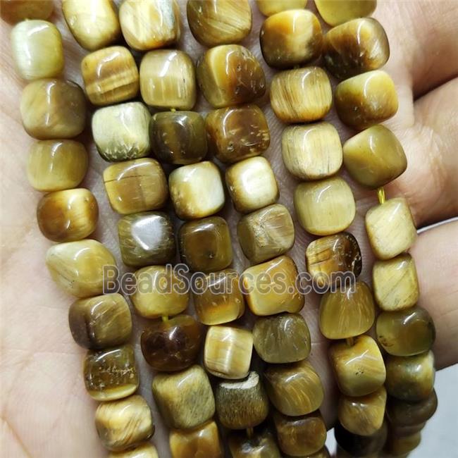 Natural Tiger Eye Stone Cube Beads Golden Dye