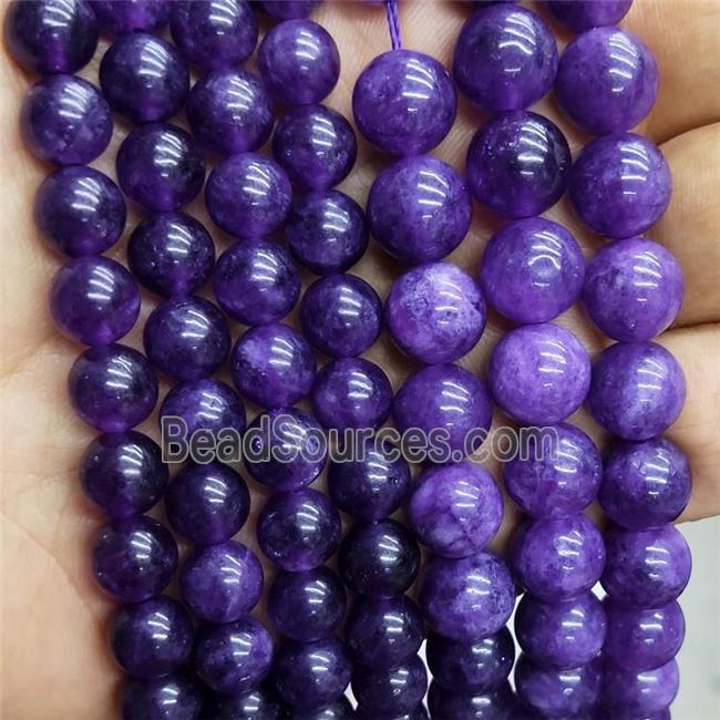 Purple Jade Beads Dye Smooth Round