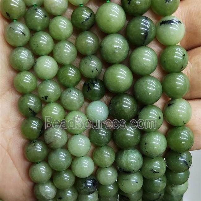 Green Jade Beads Dye Smooth Round