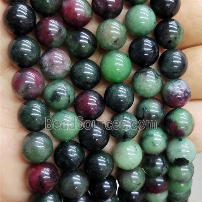 Green Jade Beads Dye Smooth Round