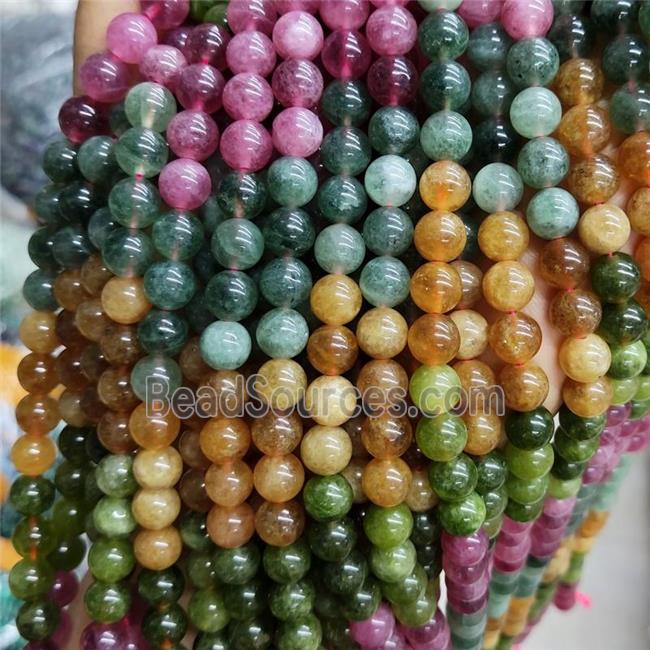 Jade Beads Multicolor Dye Smooth Round