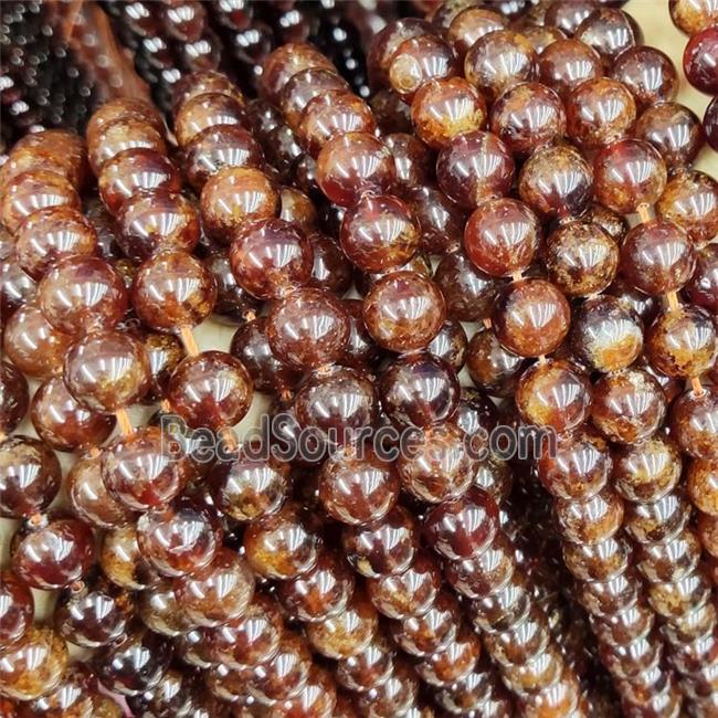 Natural Orange Garnet Beads B-Grade Smooth Round