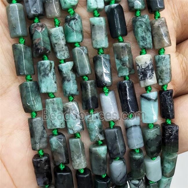 Natural Green Emerald Tube Beads