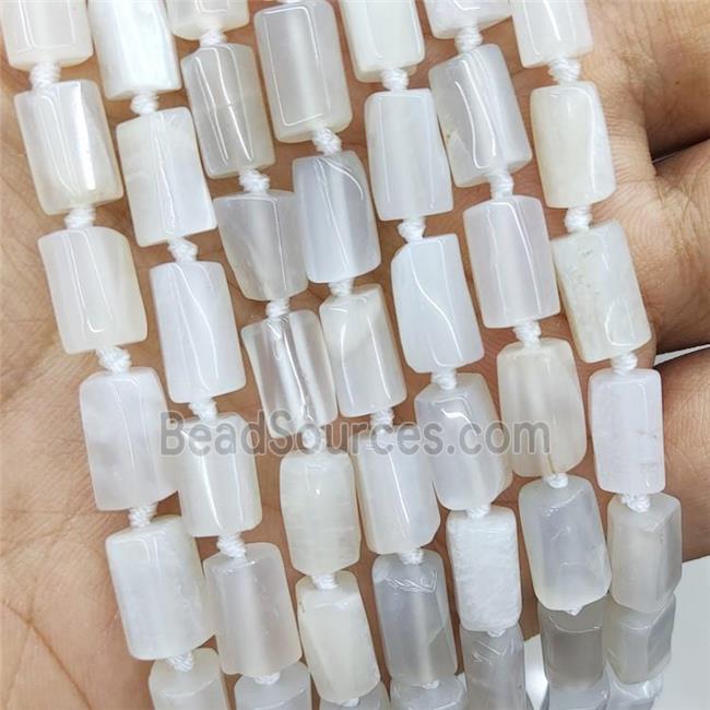 Natural White Moonstone Column Beads