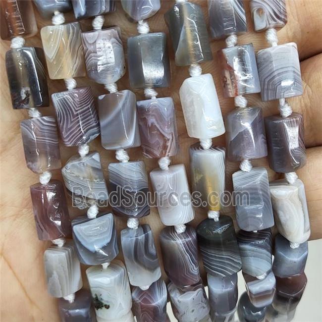 Natural Botswana Agate Beads Gray Tube