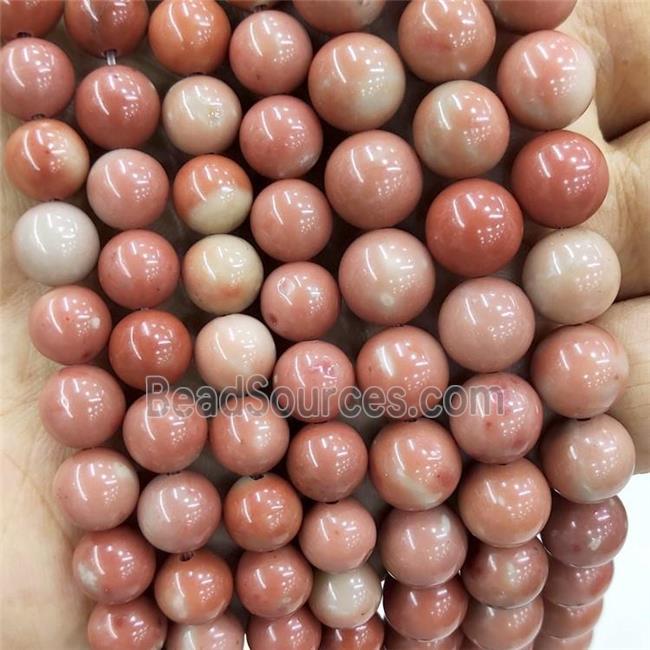 Peach Angelite Beads Smooth Round