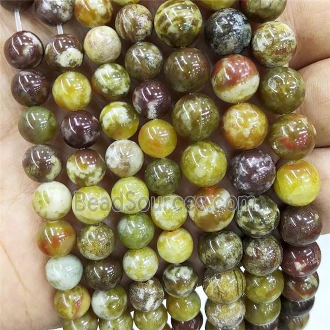 Green Serpentine Beads Smooth Round