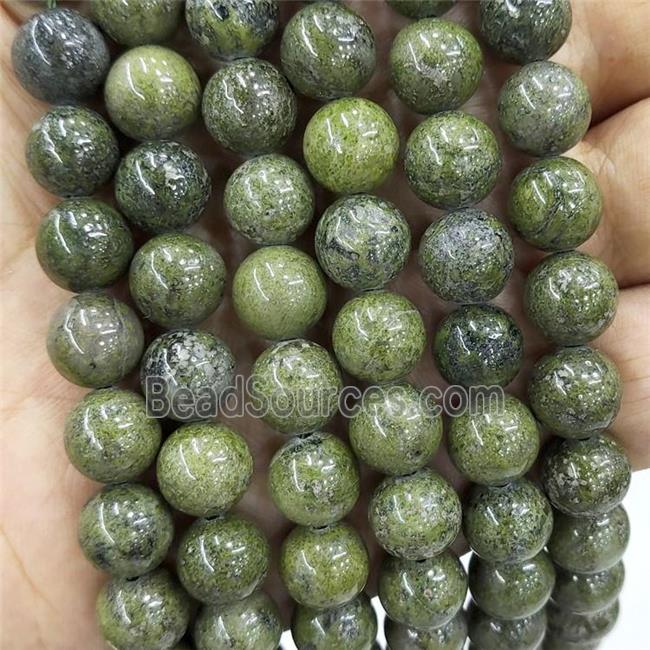 Green Epidote Beads Smooth Round