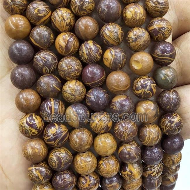 ElephantSkin Jasper Beads Brown Smooth Round